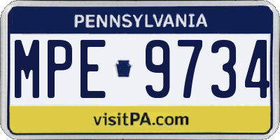 PA license plate MPE9734