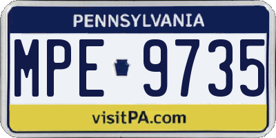 PA license plate MPE9735