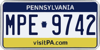 PA license plate MPE9742