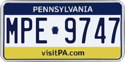 PA license plate MPE9747