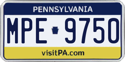 PA license plate MPE9750