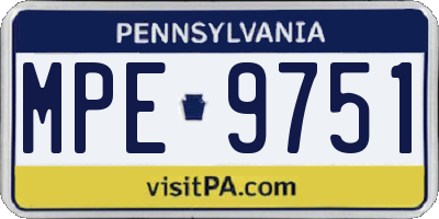 PA license plate MPE9751