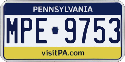PA license plate MPE9753