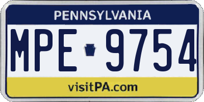 PA license plate MPE9754