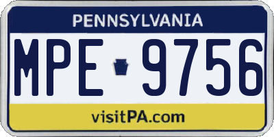PA license plate MPE9756