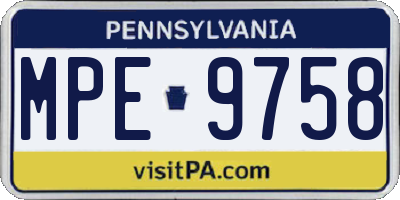 PA license plate MPE9758