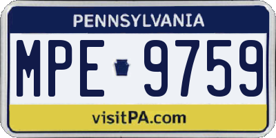 PA license plate MPE9759