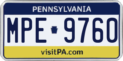 PA license plate MPE9760