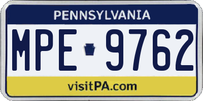 PA license plate MPE9762