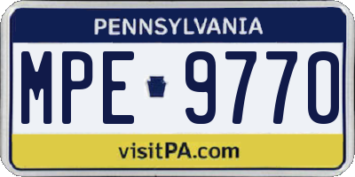 PA license plate MPE9770