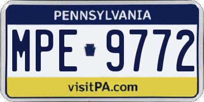 PA license plate MPE9772