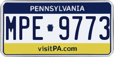 PA license plate MPE9773