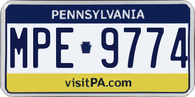 PA license plate MPE9774