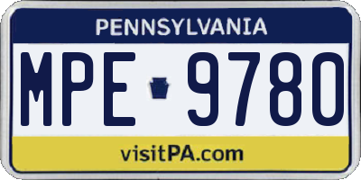 PA license plate MPE9780