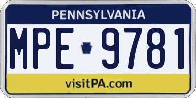 PA license plate MPE9781