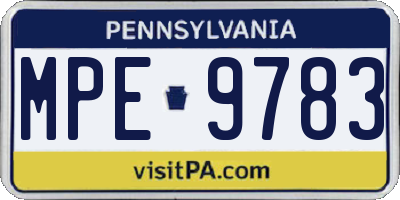 PA license plate MPE9783