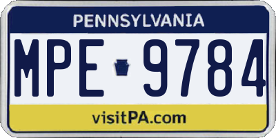 PA license plate MPE9784