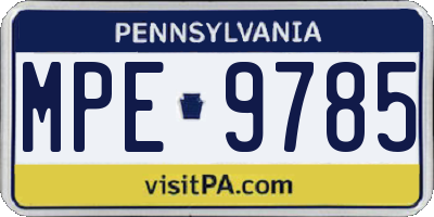 PA license plate MPE9785