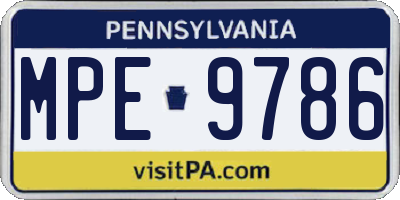 PA license plate MPE9786