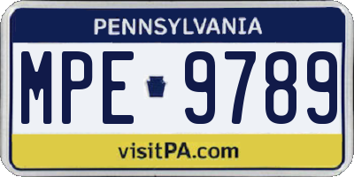 PA license plate MPE9789