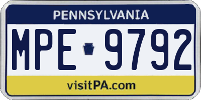 PA license plate MPE9792