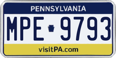 PA license plate MPE9793