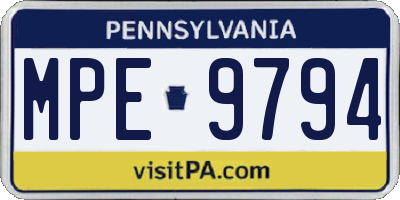 PA license plate MPE9794