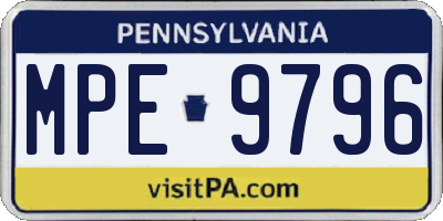 PA license plate MPE9796