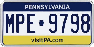 PA license plate MPE9798