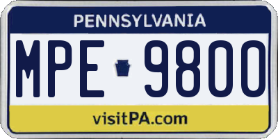 PA license plate MPE9800