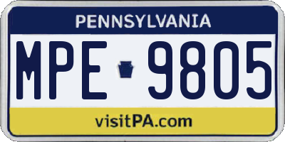 PA license plate MPE9805