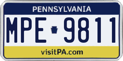 PA license plate MPE9811