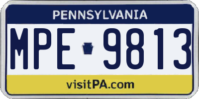PA license plate MPE9813