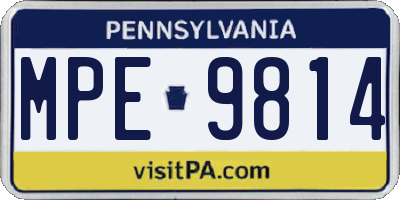 PA license plate MPE9814