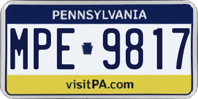 PA license plate MPE9817