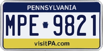 PA license plate MPE9821