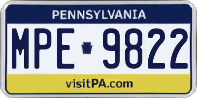 PA license plate MPE9822