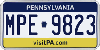 PA license plate MPE9823