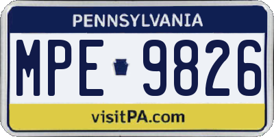 PA license plate MPE9826