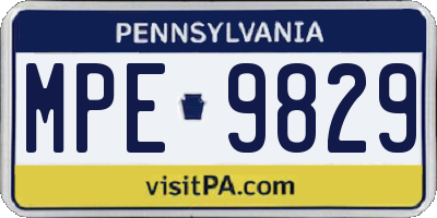 PA license plate MPE9829