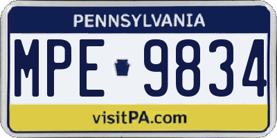 PA license plate MPE9834