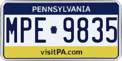 PA license plate MPE9835