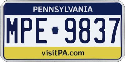 PA license plate MPE9837