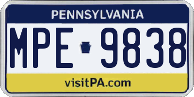 PA license plate MPE9838