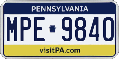 PA license plate MPE9840