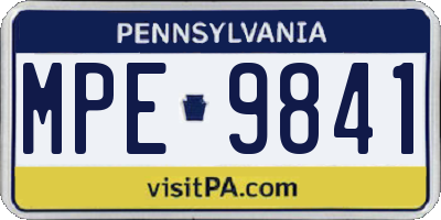 PA license plate MPE9841
