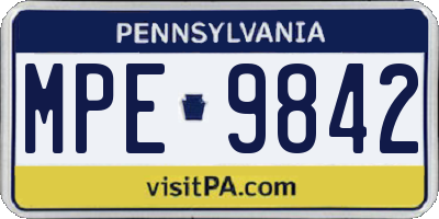 PA license plate MPE9842