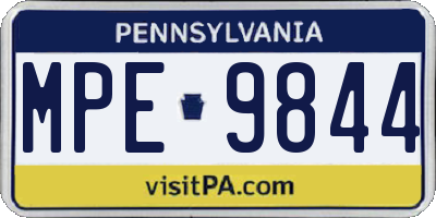 PA license plate MPE9844