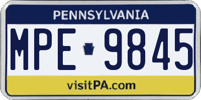 PA license plate MPE9845