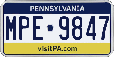 PA license plate MPE9847